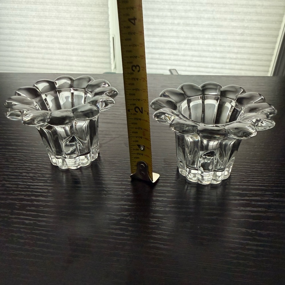 Vintage Borgonovo | 2 Pc Glass Candleholder Set in Box | Queen Made in Italy - Picture 4 of 9